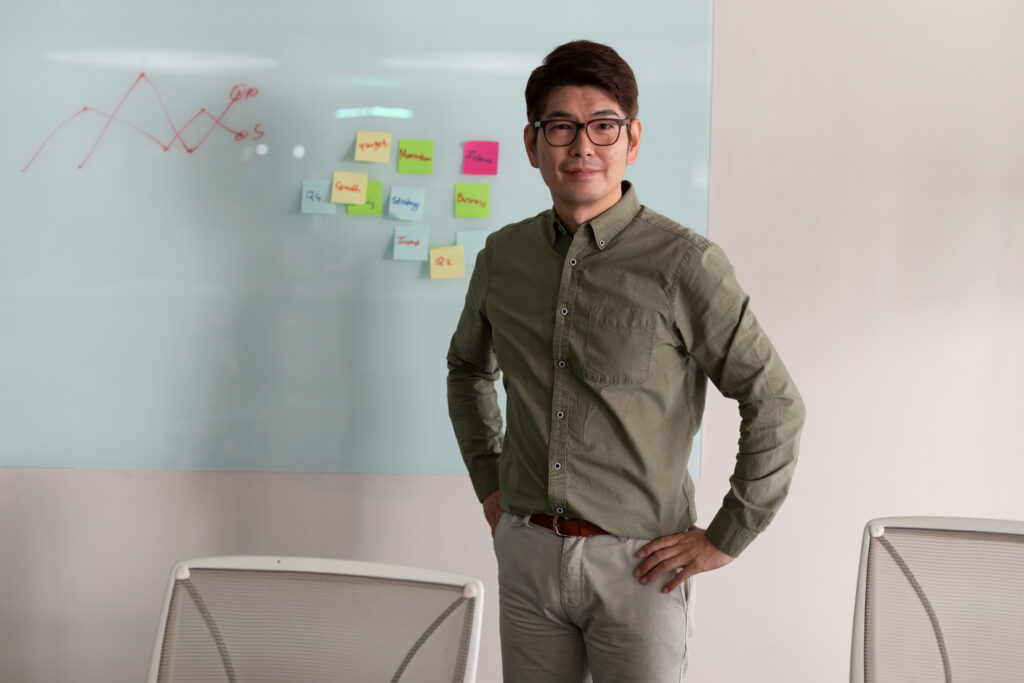 Man standing in front of a whiteboard.